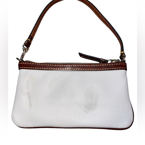 {Dooney & Bourke Cream & Brown Leather Wristlet Convertible Strap} - Picture 4 of 10